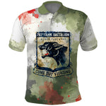 761st Tank Battalion Polo Shirt Black Panthers - Come Out Fighting - Military Watercolor