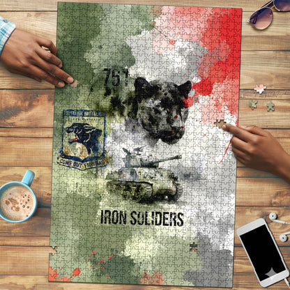 761st Tank Battalion Puzzle Black Panthers - Come Out Fighting - Military Watercolor