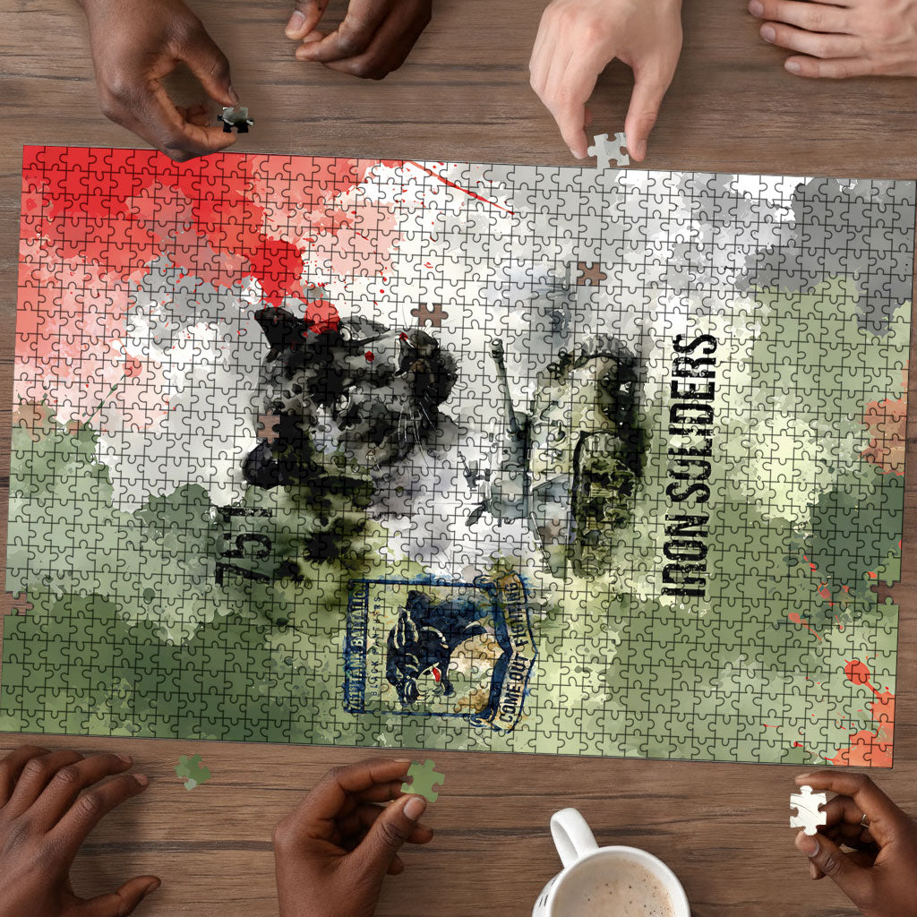 761st Tank Battalion Puzzle Black Panthers - Come Out Fighting - Military Watercolor