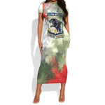 761st Tank Battalion Short Sleeve Bodycon Dress Black Panthers - Come Out Fighting - Military Watercolor