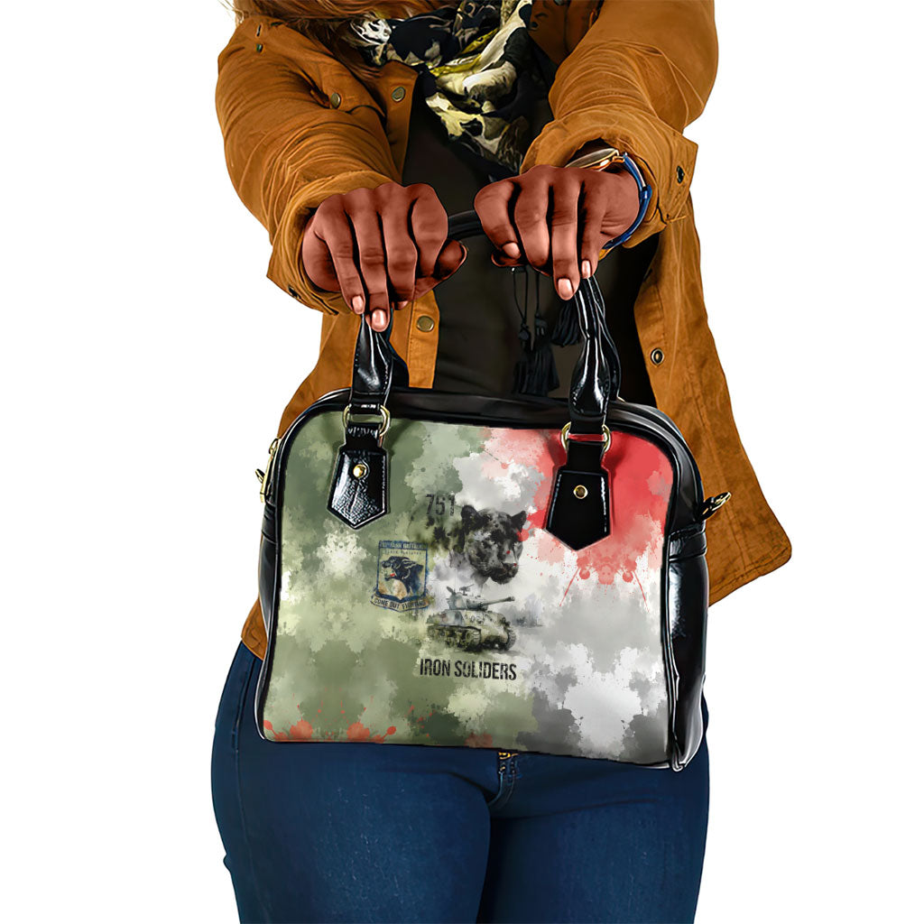761st Tank Battalion Shoulder Handbag Black Panthers - Come Out Fighting - Military Watercolor