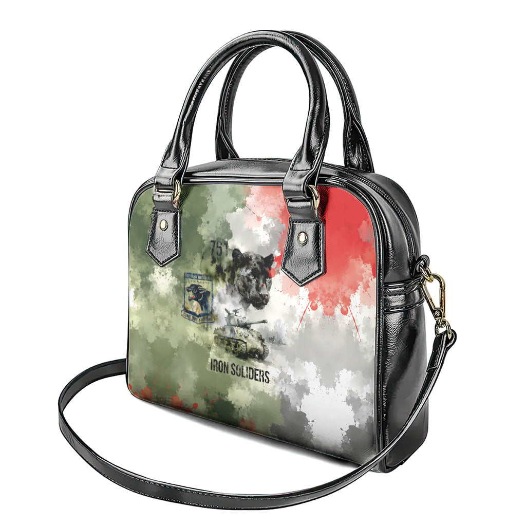 761st Tank Battalion Shoulder Handbag Black Panthers - Come Out Fighting - Military Watercolor