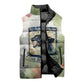 761st Tank Battalion Sleeveless Puffer Jacket Black Panthers - Come Out Fighting - Military Watercolor