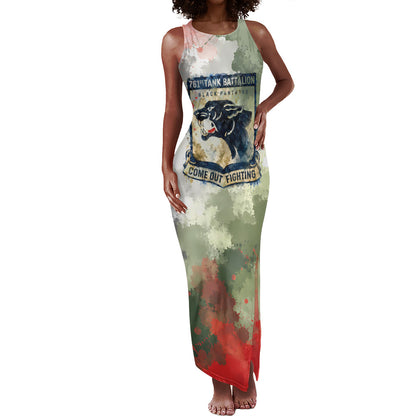 761st Tank Battalion Tank Maxi Dress Black Panthers - Come Out Fighting - Military Watercolor