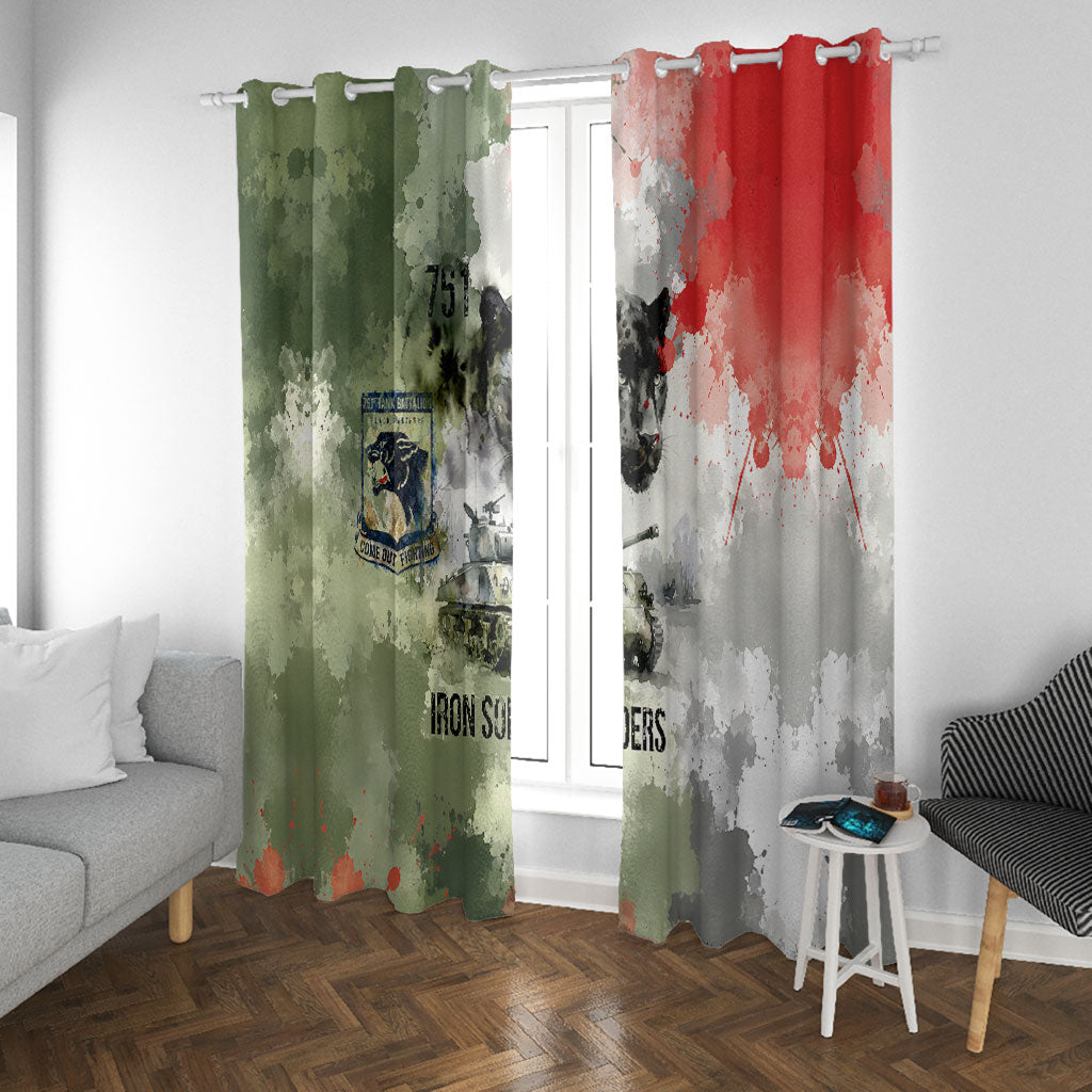 761st Tank Battalion Window Curtain Black Panthers - Come Out Fighting - Military Watercolor