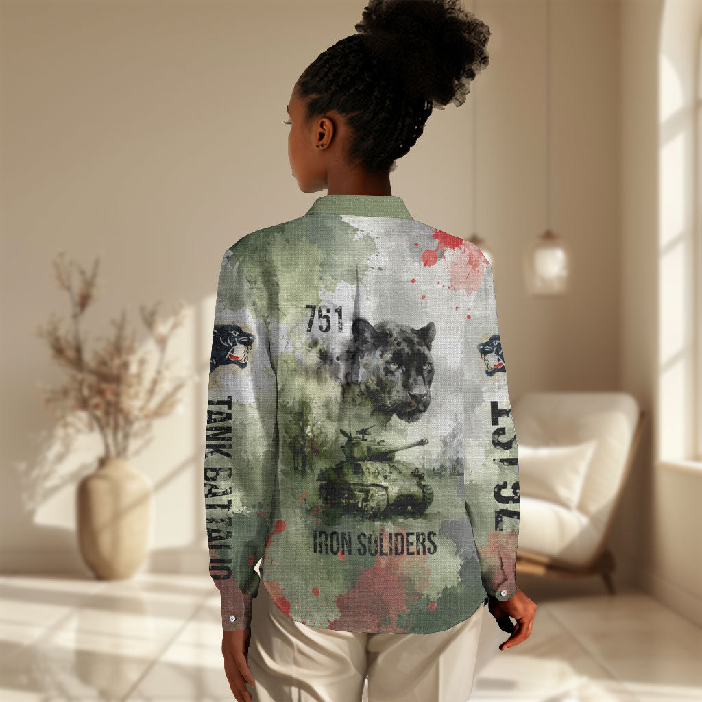 761st Tank Battalion Women Casual Shirt Black Panthers - Come Out Fighting - Military Watercolor