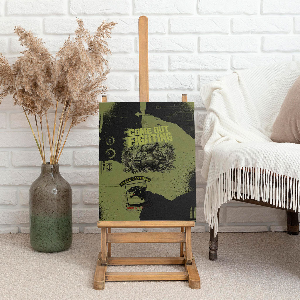 761st Tank Battalion Original Black Panthers Canvas Wall Art Come Out Fighting - Sherman Tank Military - Distressed Scratch