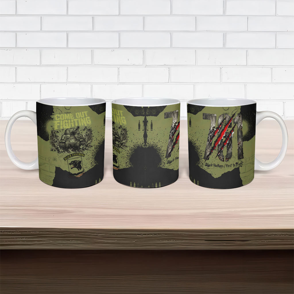 761st Tank Battalion Original Black Panthers Ceramic Mug Come Out Fighting - Sherman Tank Military - Distressed Scratch