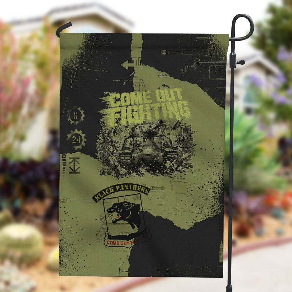761st Tank Battalion Original Black Panthers Garden Flag Come Out Fighting - Sherman Tank Military - Distressed Scratch