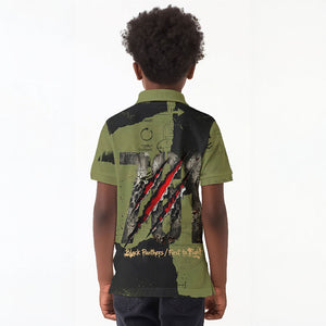 761st Tank Battalion Original Black Panthers Kid Polo Shirt Come Out Fighting - Sherman Tank Military - Distressed Scratch