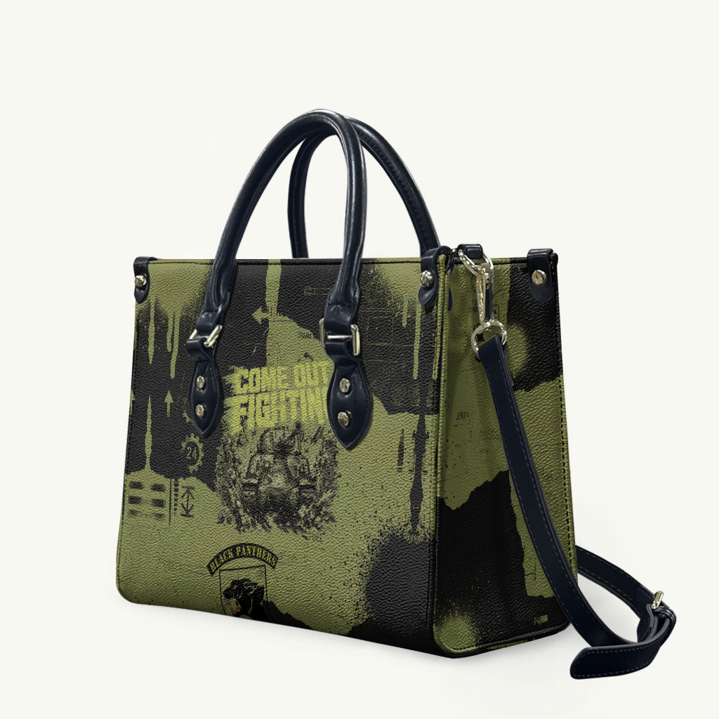 761st Tank Battalion Original Black Panthers Leather Bag Come Out Fighting - Sherman Tank Military - Distressed Scratch