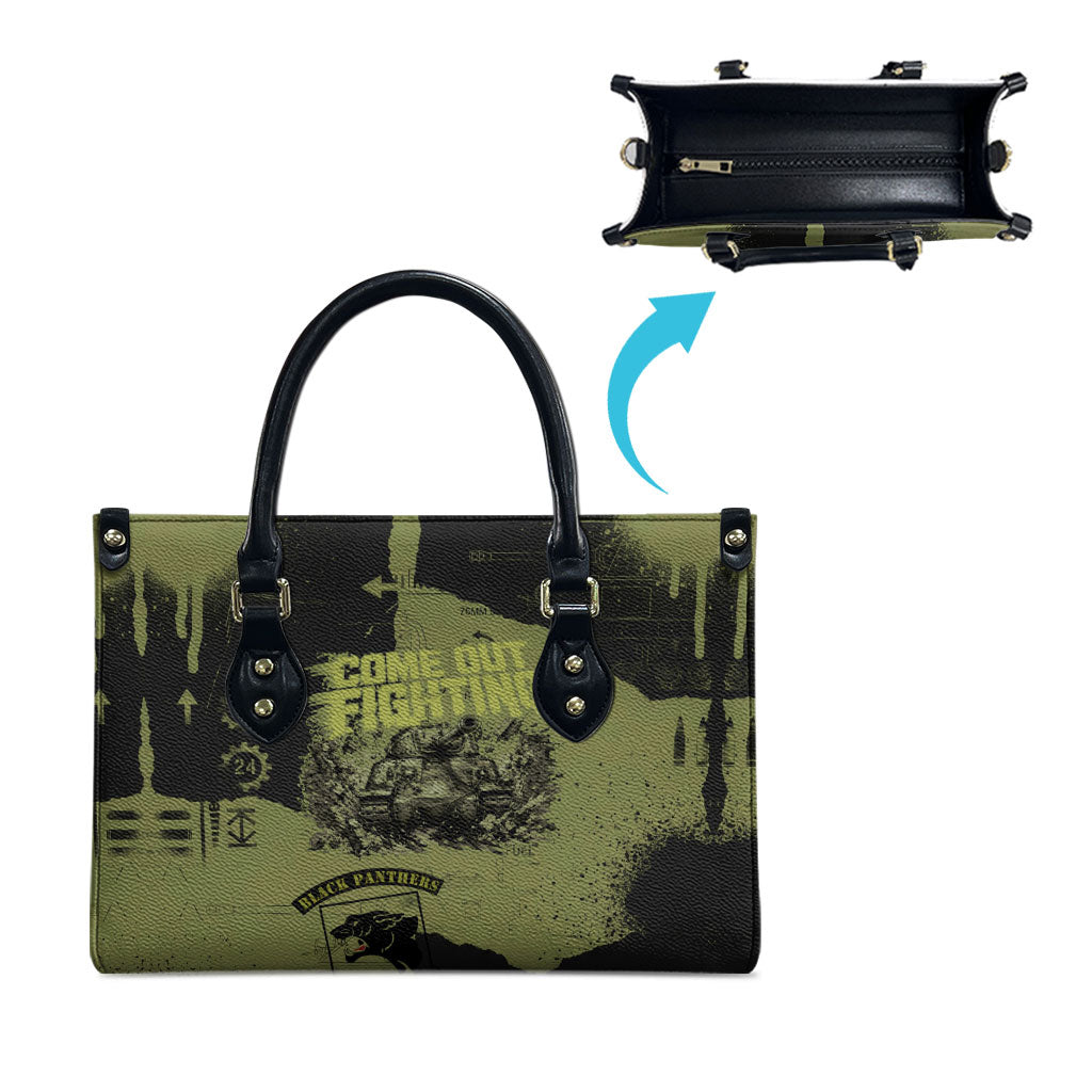 761st Tank Battalion Original Black Panthers Leather Bag Come Out Fighting - Sherman Tank Military - Distressed Scratch