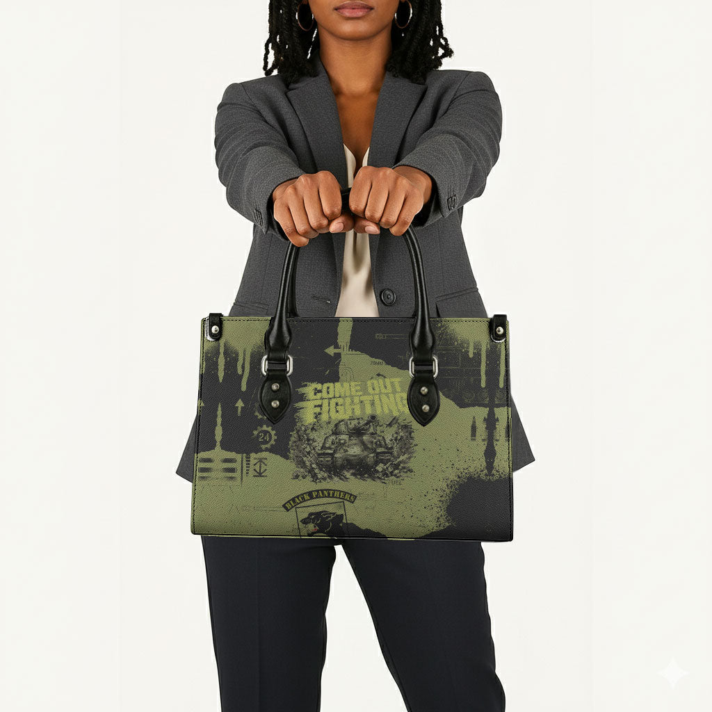 761st Tank Battalion Original Black Panthers Leather Bag Come Out Fighting - Sherman Tank Military - Distressed Scratch