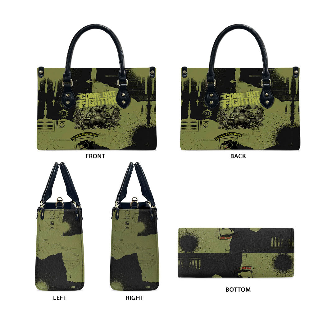 761st Tank Battalion Original Black Panthers Leather Bag Come Out Fighting - Sherman Tank Military - Distressed Scratch