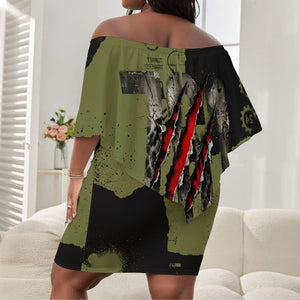761st Tank Battalion Original Black Panthers Off Shoulder Short Dress Come Out Fighting - Sherman Tank Military - Distressed Scratch