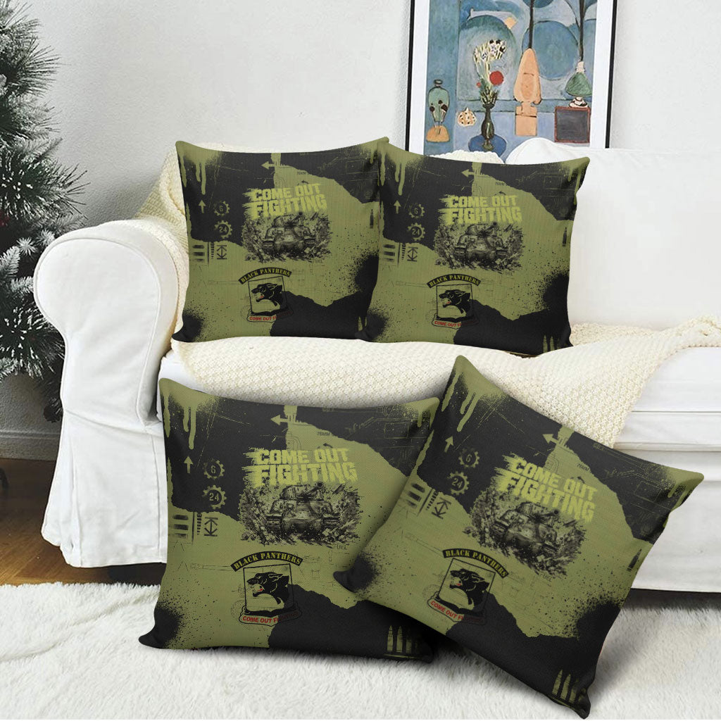 761st Tank Battalion Original Black Panthers Pillow Cover Come Out Fighting - Sherman Tank Military - Distressed Scratch