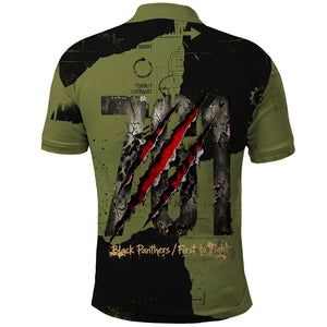 761st Tank Battalion Original Black Panthers Polo Shirt Come Out Fighting - Sherman Tank Military - Distressed Scratch