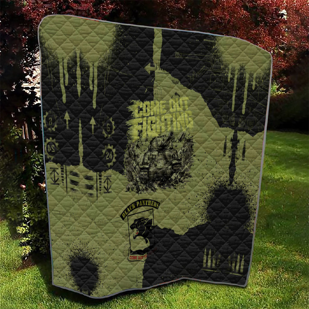 761st Tank Battalion Original Black Panthers Quilt Come Out Fighting - Sherman Tank Military - Distressed Scratch