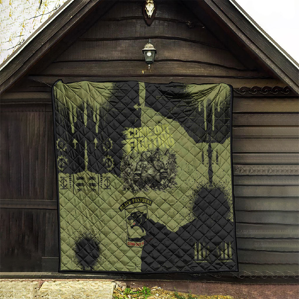 761st Tank Battalion Original Black Panthers Quilt Come Out Fighting - Sherman Tank Military - Distressed Scratch