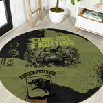 761st Tank Battalion Original Black Panthers Round Carpet Come Out Fighting - Sherman Tank Military - Distressed Scratch