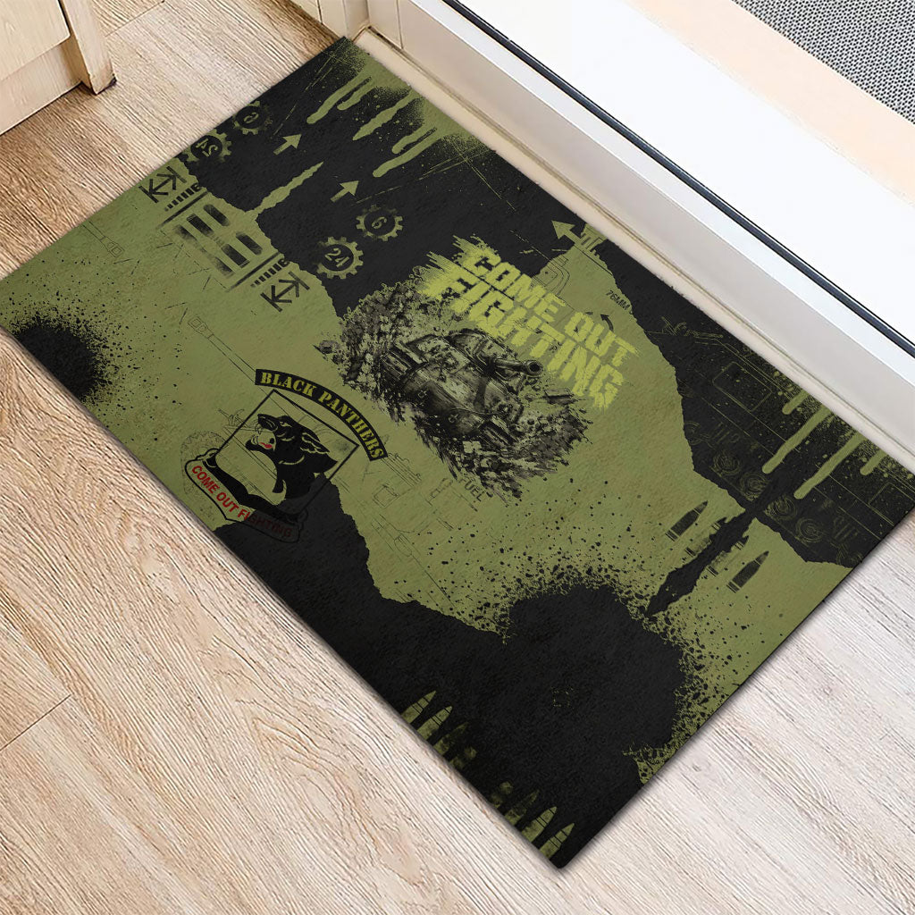 761st Tank Battalion Original Black Panthers Rubber Doormat Come Out Fighting - Sherman Tank Military - Distressed Scratch