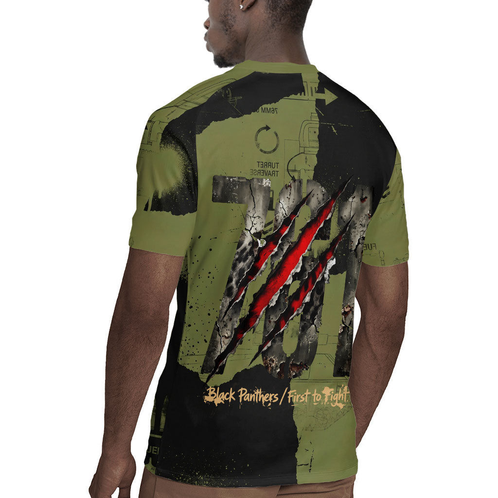 761st Tank Battalion Original Black Panthers Rugby Jersey Come Out Fighting - Sherman Tank Military - Distressed Scratch