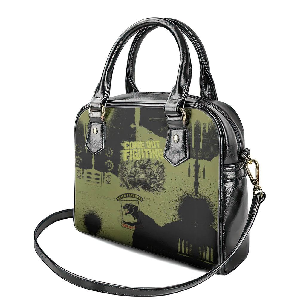761st Tank Battalion Original Black Panthers Shoulder Handbag Come Out Fighting - Sherman Tank Military - Distressed Scratch