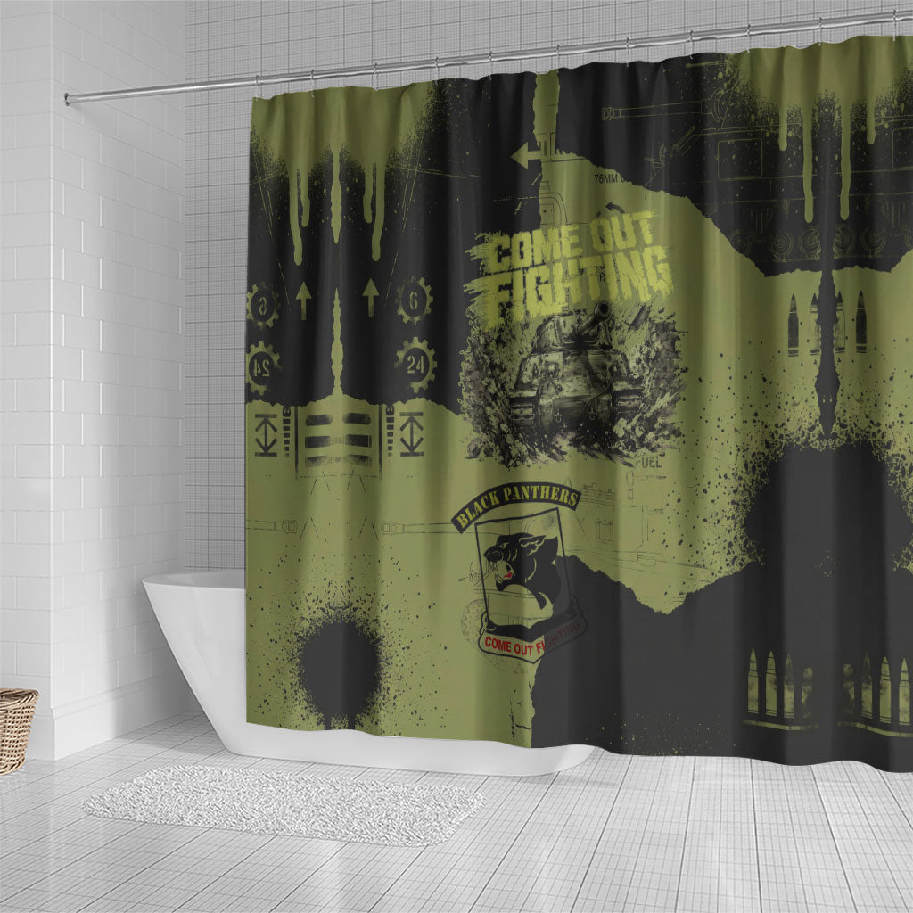 761st Tank Battalion Original Black Panthers Shower Curtain Come Out Fighting - Sherman Tank Military - Distressed Scratch