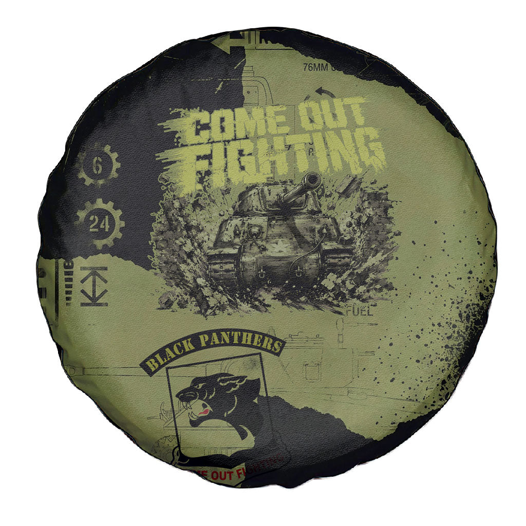 761st Tank Battalion Original Black Panthers Spare Tire Cover Come Out Fighting - Sherman Tank Military - Distressed Scratch