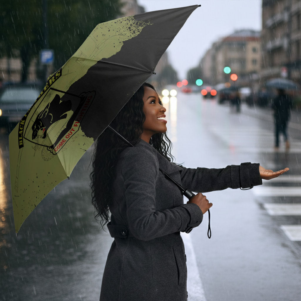 761st Tank Battalion Original Black Panthers Umbrella Come Out Fighting - Sherman Tank Military - Distressed Scratch