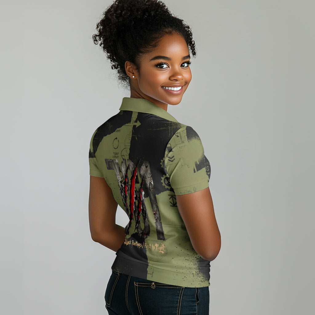 761st Tank Battalion Original Black Panthers Women Polo Shirt Come Out Fighting - Sherman Tank Military - Distressed Scratch