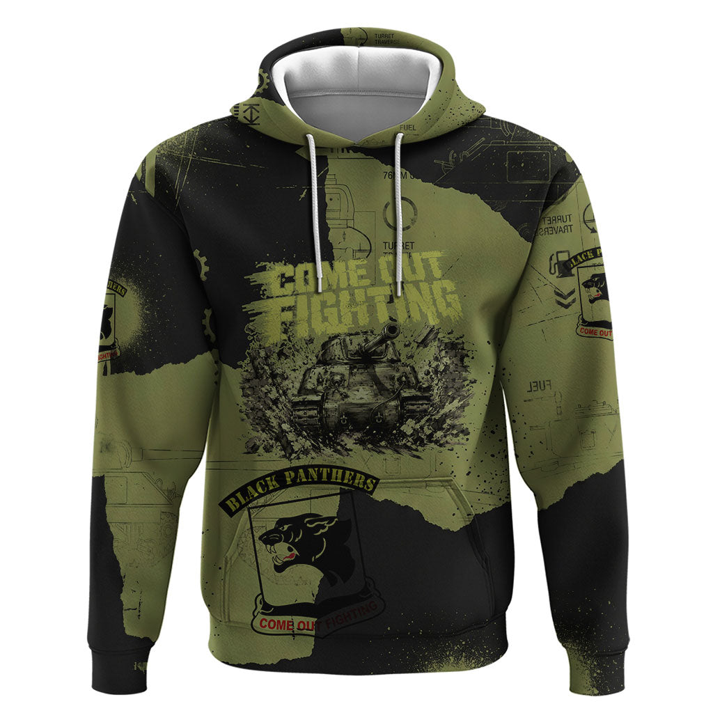 761st Tank Battalion Original Black Panthers Zip Hoodie Come Out Fighting - Sherman Tank Military - Distressed Scratch