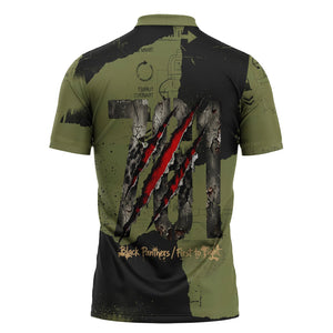 761st Tank Battalion Original Black Panthers Zipper Polo Shirt Come Out Fighting - Sherman Tank Military - Distressed Scratch