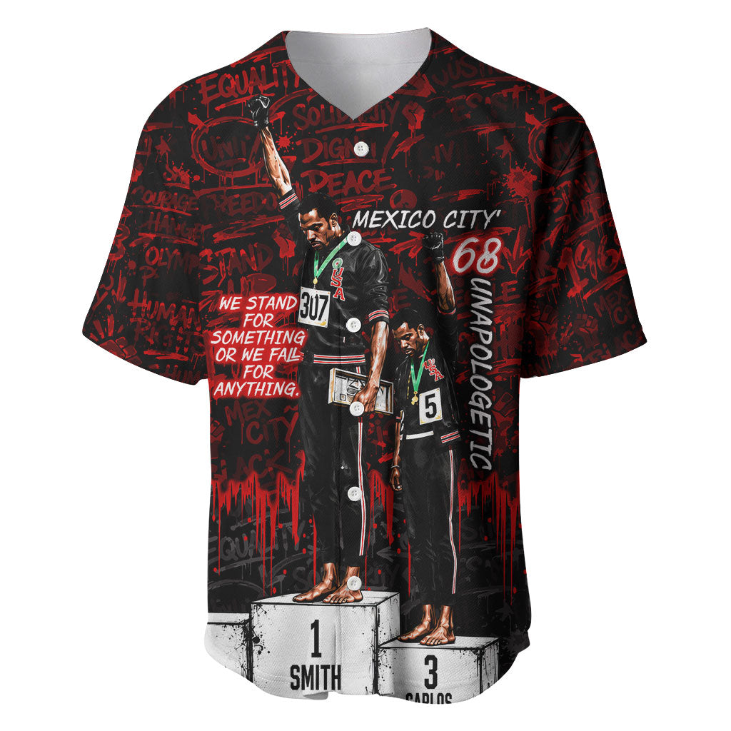 Mexico City 1968 Black Power Salute Baseball Jersey Unapologetic Civil Rights History Urban Graffiti Art