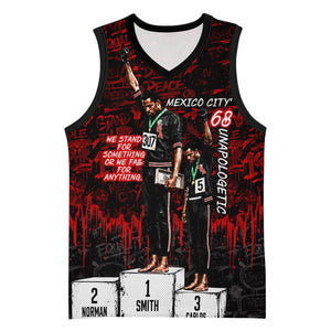 Mexico City 1968 Black Power Salute Basketball Jersey Unapologetic Civil Rights History Urban Graffiti Art