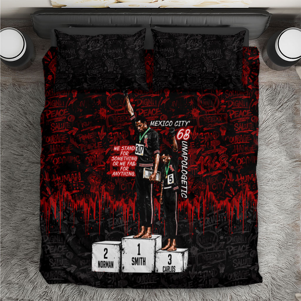 Mexico City 1968 Black Power Salute Bedding Set Unapologetic Civil Rights History Urban Graffiti Art