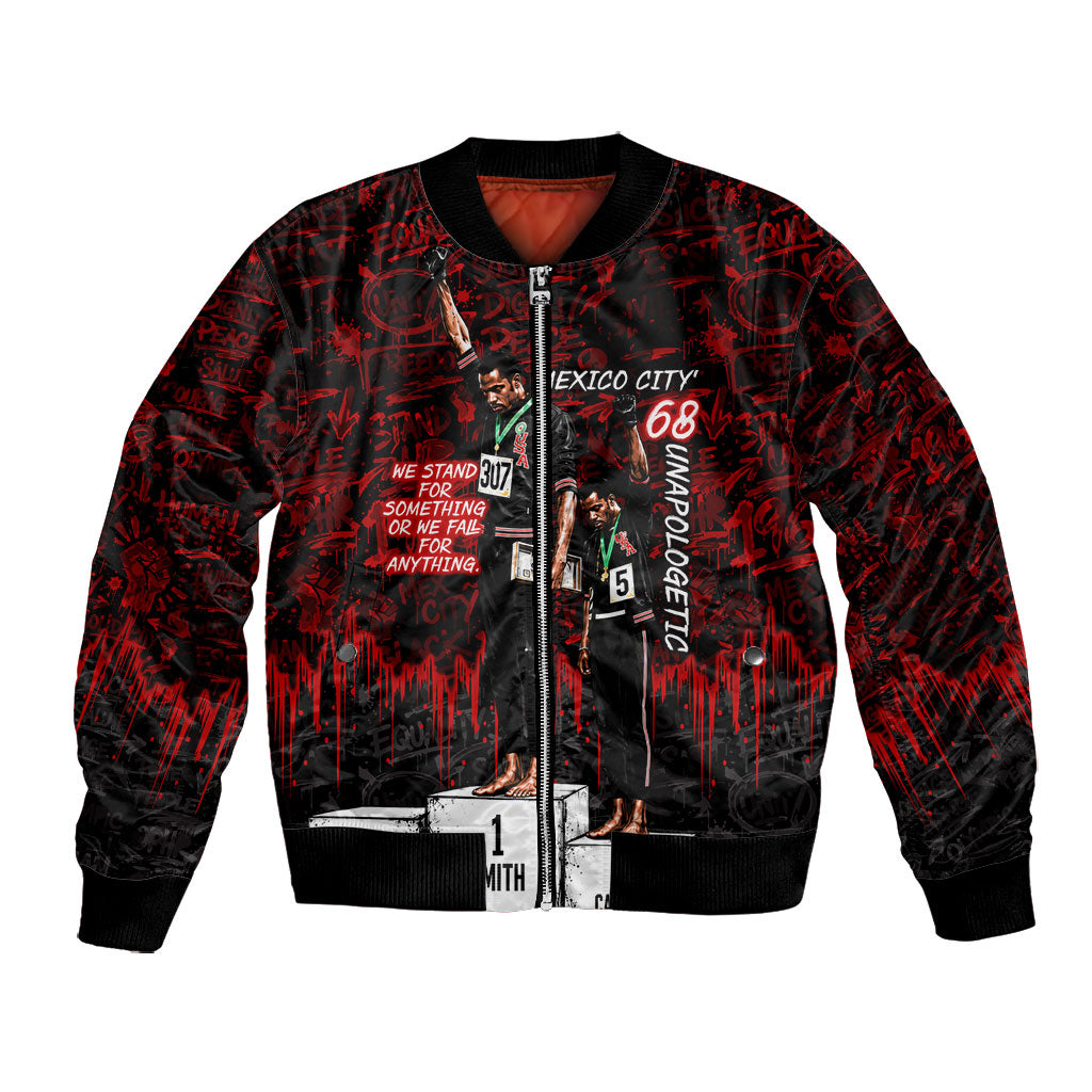 Mexico City 1968 Black Power Salute Bomber Jacket Unapologetic Civil Rights History Urban Graffiti Art