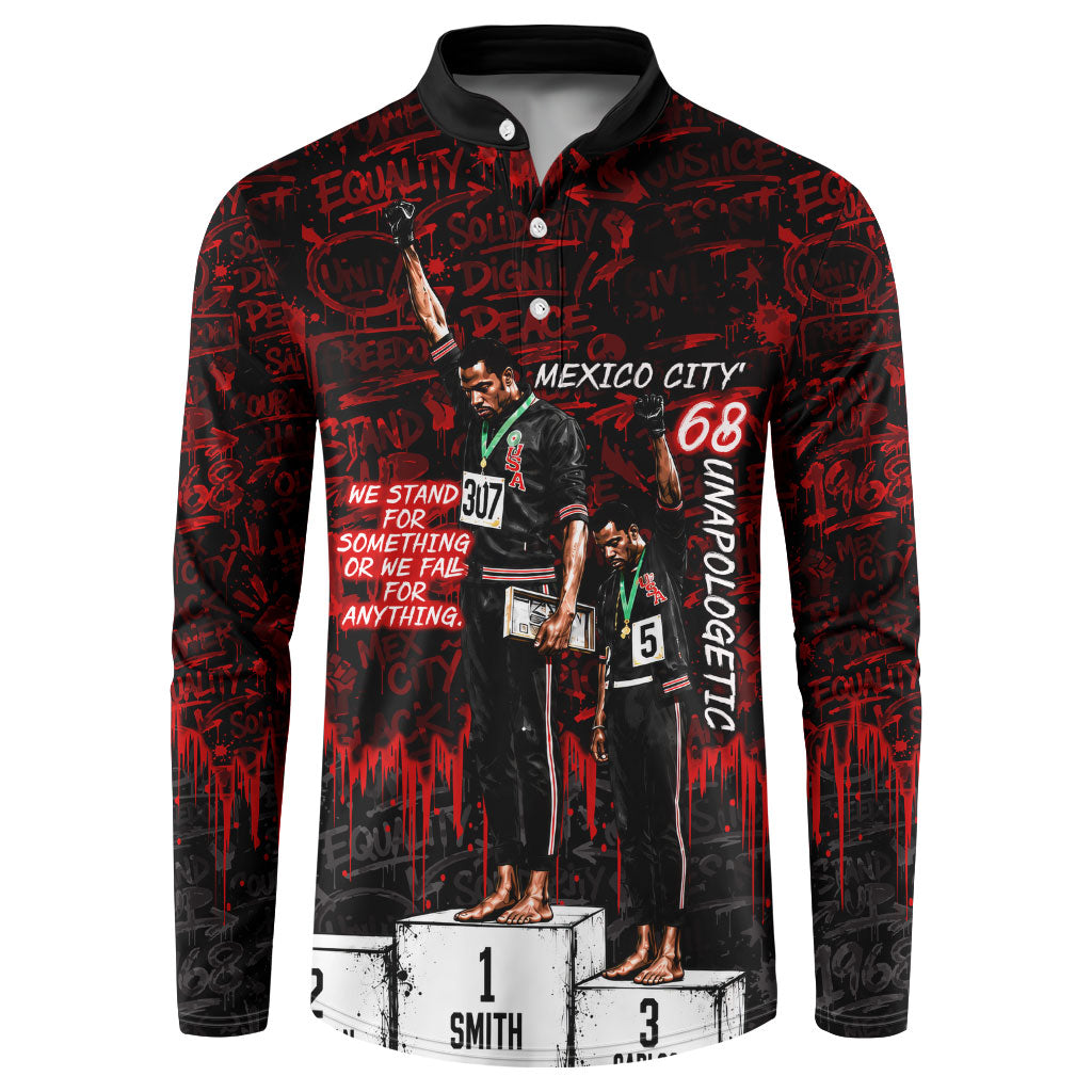 Mexico City 1968 Black Power Salute Button Sweatshirt Unapologetic Civil Rights History Urban Graffiti Art