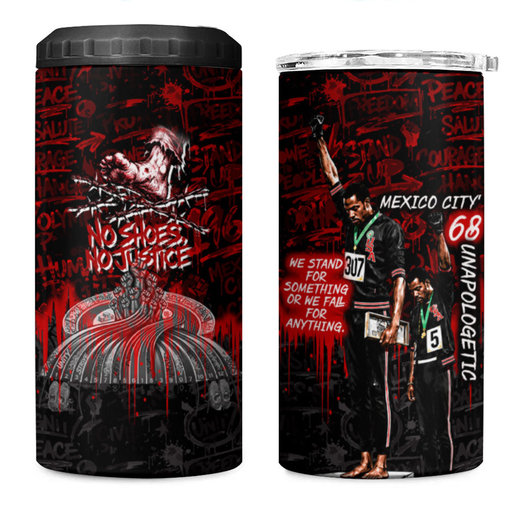 Mexico City 1968 Black Power Salute 4 in 1 Can Cooler Tumbler Unapologetic Civil Rights History Urban Graffiti Art