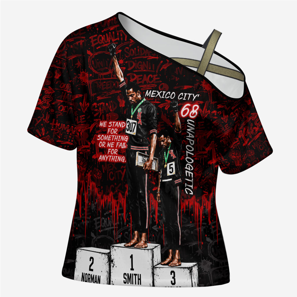 Mexico City 1968 Black Power Salute Cross Shoulder Shirt Unapologetic Civil Rights History Urban Graffiti Art