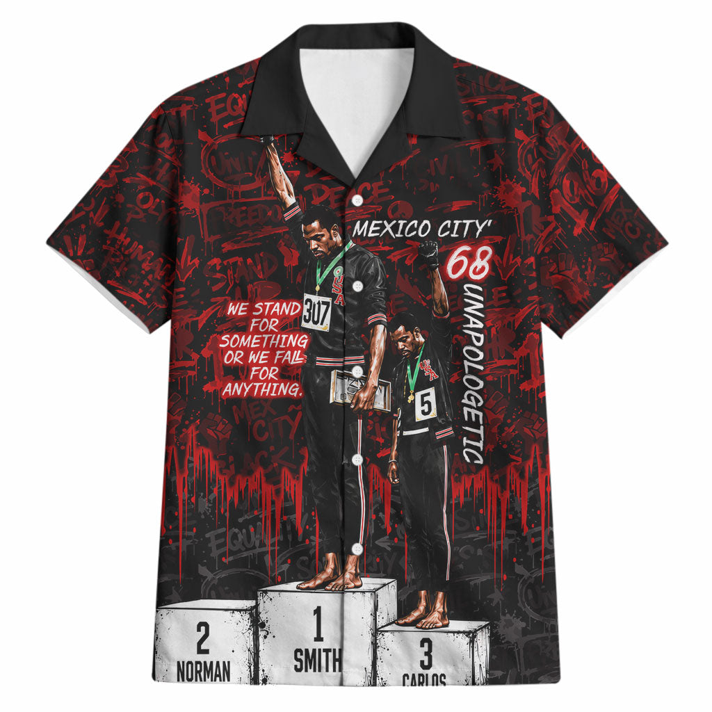 Mexico City 1968 Black Power Salute Hawaiian Shirt Unapologetic Civil Rights History Urban Graffiti Art