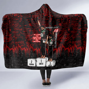 Mexico City 1968 Black Power Salute Hooded Blanket Unapologetic Civil Rights History Urban Graffiti Art