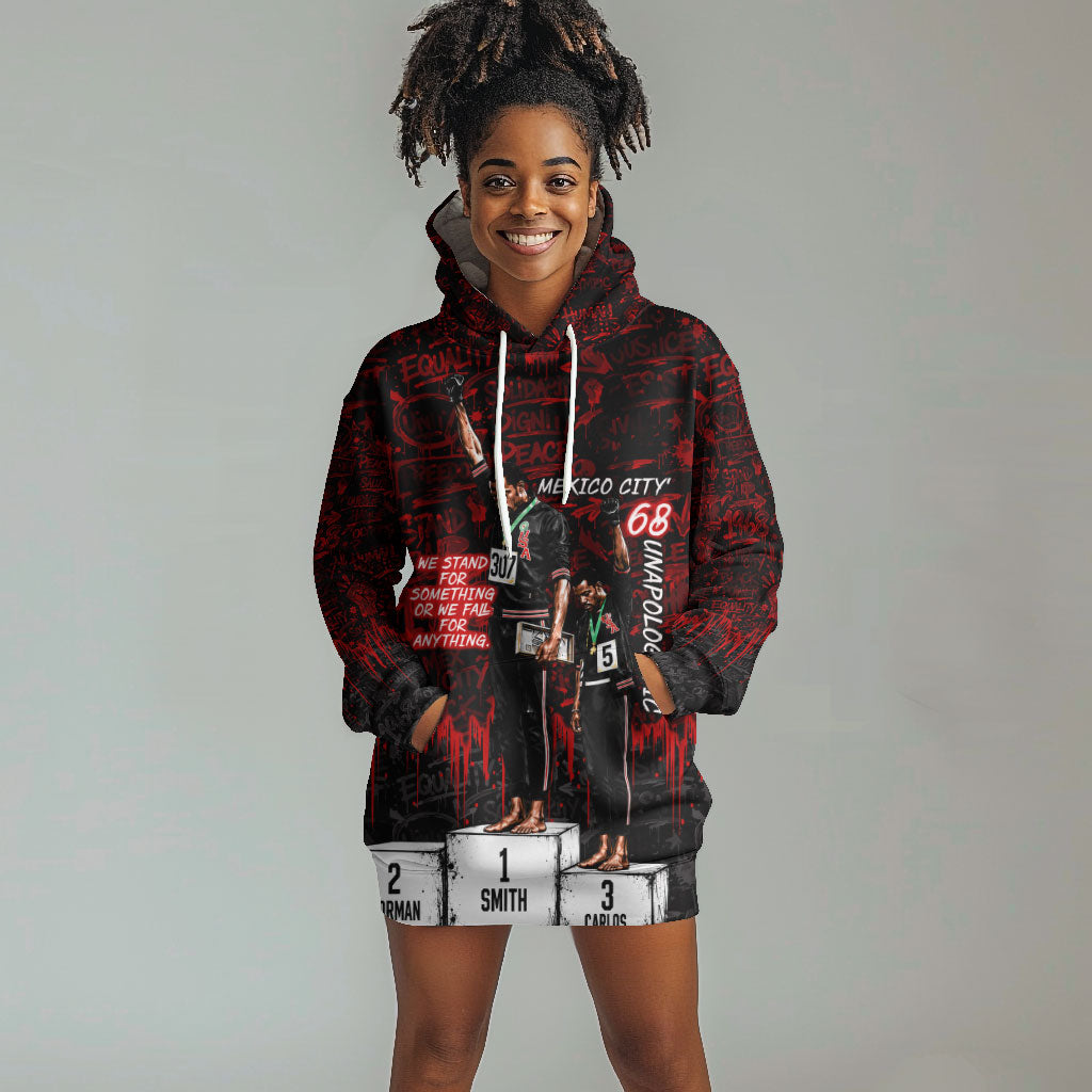 Mexico City 1968 Black Power Salute Hoodie Dress Unapologetic Civil Rights History Urban Graffiti Art
