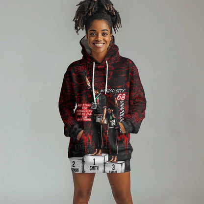 Mexico City 1968 Black Power Salute Hoodie Dress Unapologetic Civil Rights History Urban Graffiti Art