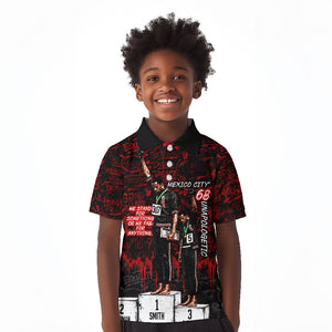 Mexico City 1968 Black Power Salute Kid Polo Shirt Unapologetic Civil Rights History Urban Graffiti Art