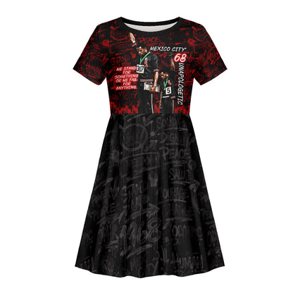 Mexico City 1968 Black Power Salute Kid Short Sleeve Dress Unapologetic Civil Rights History Urban Graffiti Art