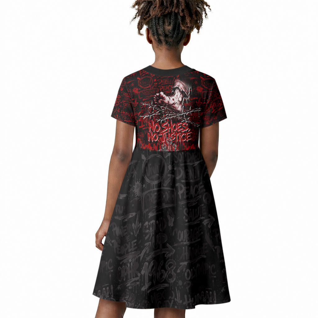 Mexico City 1968 Black Power Salute Kid Short Sleeve Dress Unapologetic Civil Rights History Urban Graffiti Art