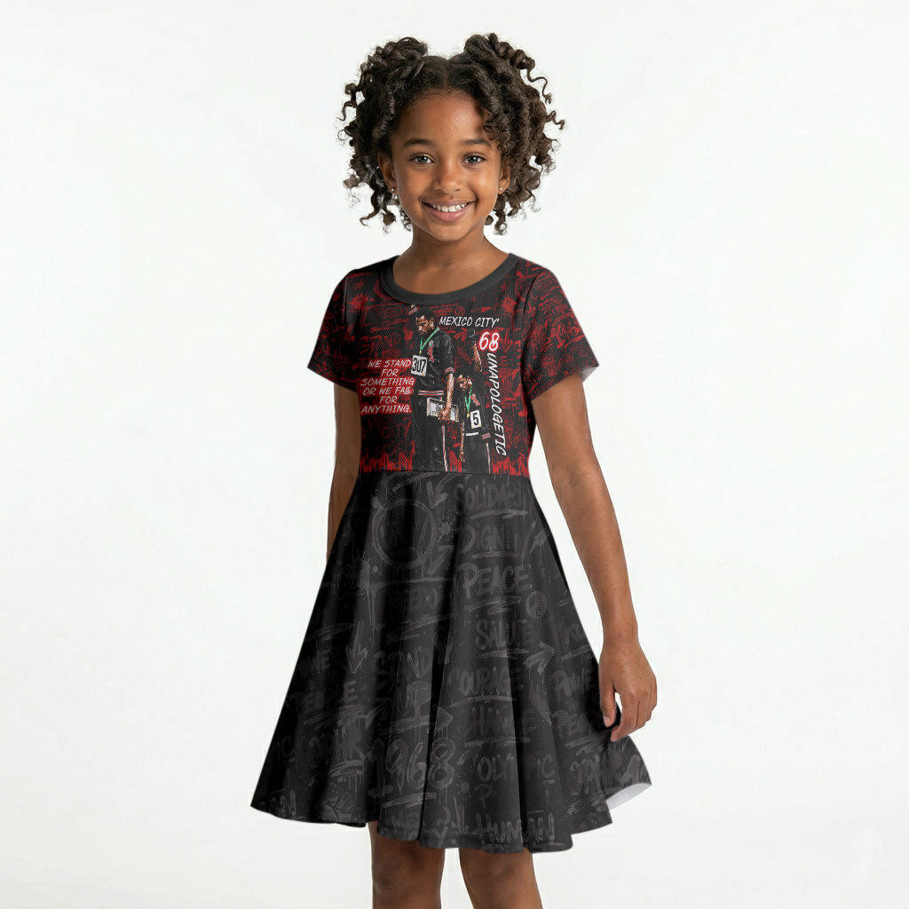 Mexico City 1968 Black Power Salute Kid Short Sleeve Dress Unapologetic Civil Rights History Urban Graffiti Art