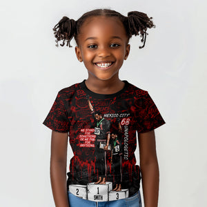 Mexico City 1968 Black Power Salute Kid T shirt Unapologetic Civil Rights History Urban Graffiti Art
