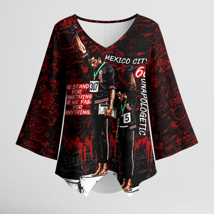 Mexico City 1968 Black Power Salute Kimono Sleeve Blouse Unapologetic Civil Rights History Urban Graffiti Art